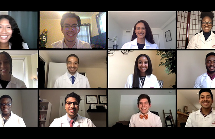 screen grab of 12 students on video call
