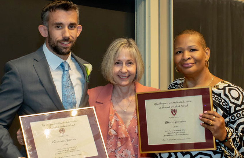 Thomas Fleenor, Jane Neill and Lillian Johnson at the 2019 Federman Teaching Awards