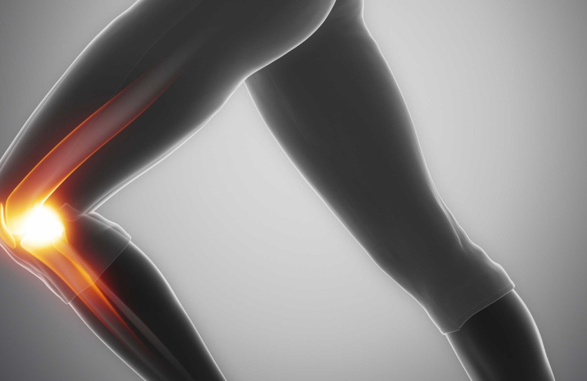 Image of a leg with the knee illuminated
