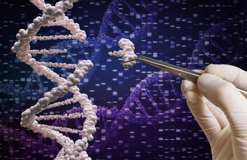 Illustration of DNA strand being edited