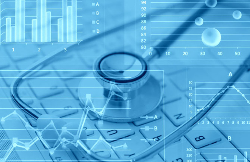 Illustration of mathematical graphics overlaying a stethoscope