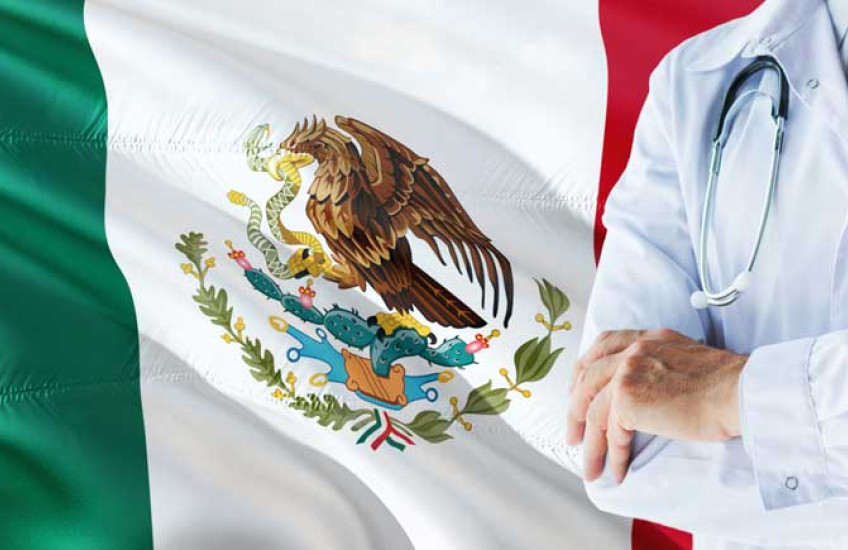 Illustration of Mexican flag and a doc's white coat