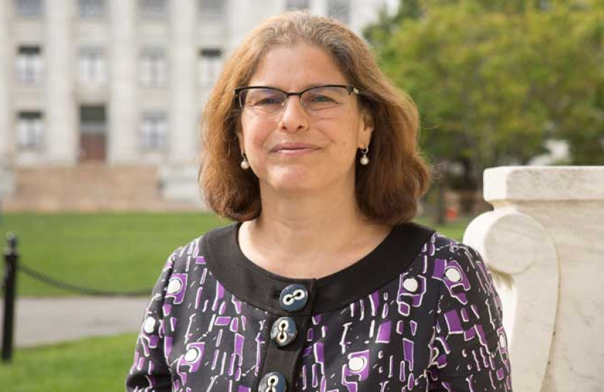New dean for Graduate Education Rosalind Segal outside on the HMS Quad