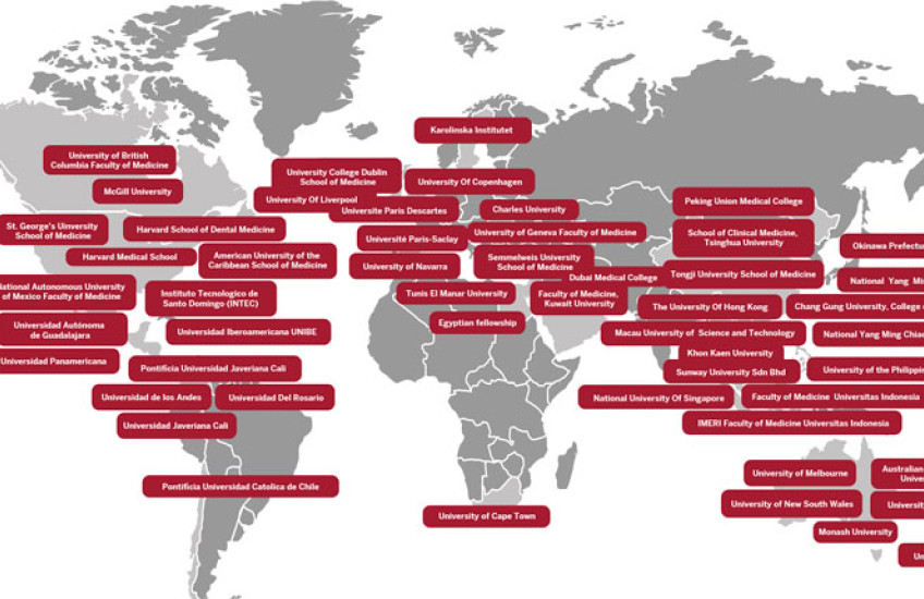 Graphic map showing countries around the world where HMS has programs