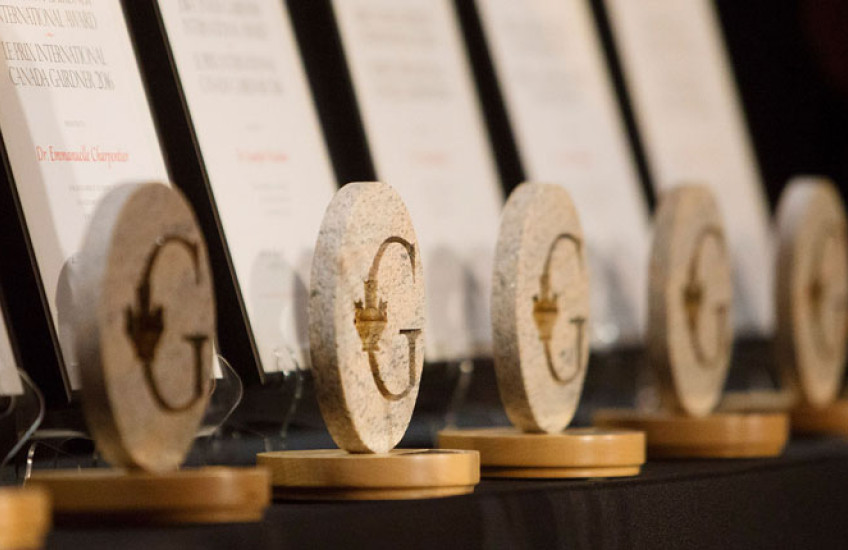 Image of a row of Gairdner awards
