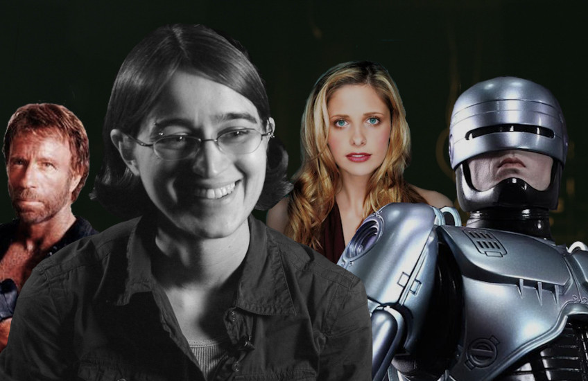 Images of Chuck Norris, the Buffybot and Robocop alongside researcher Lizz Thrall