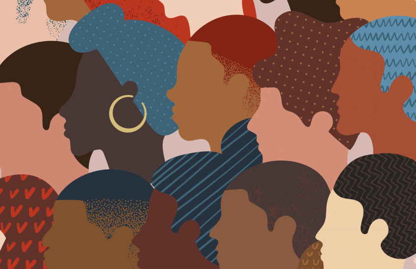 illustration of heads of a diverse group of people