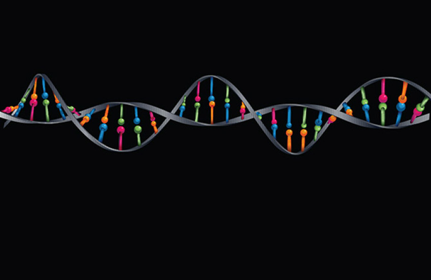 colorful illustration of DNA on a black background