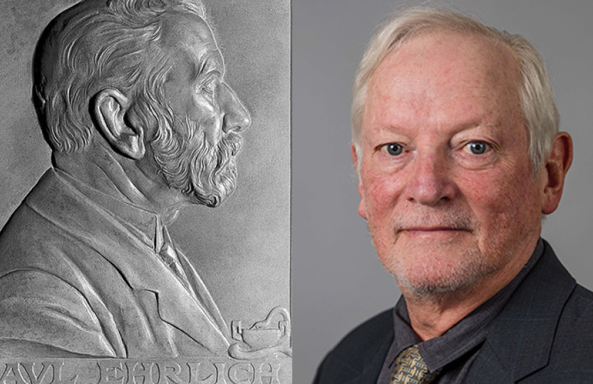 an engraving of Paul Ehrlich and a photo of Frederick Alt