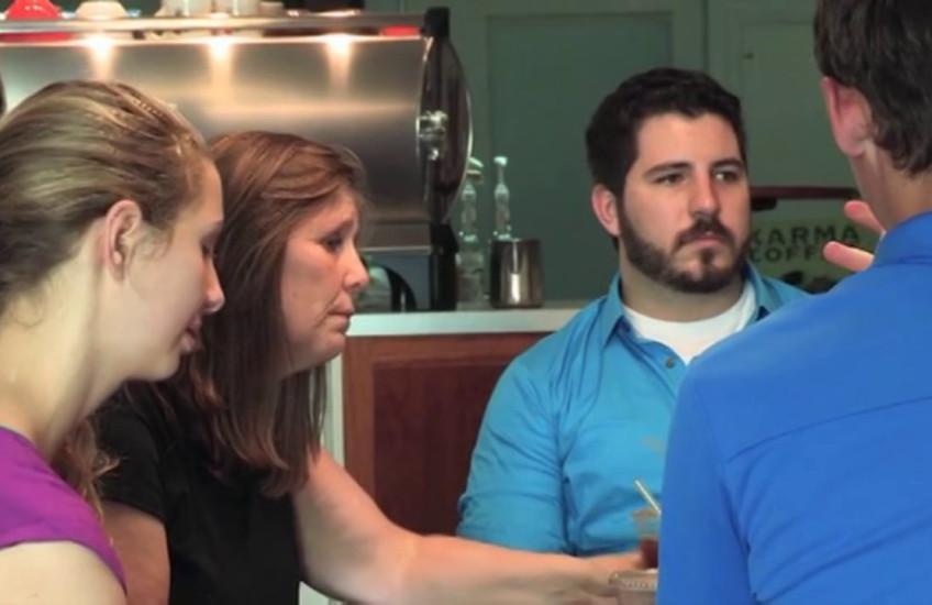 A family at a table