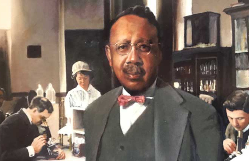 The portrait of Hinton in a lab 