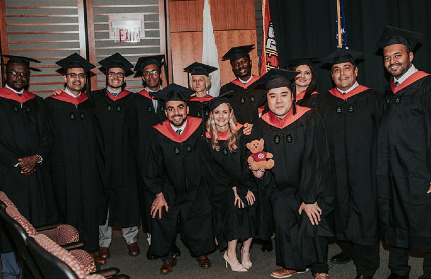 A group of master's degree grads