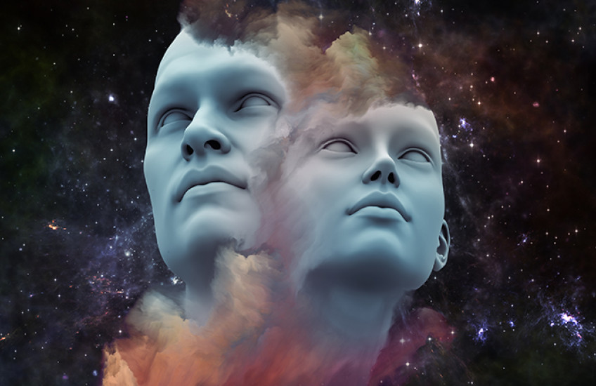 abstract male and female faces