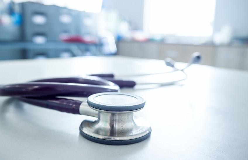 Stethoscope on the table in check up room