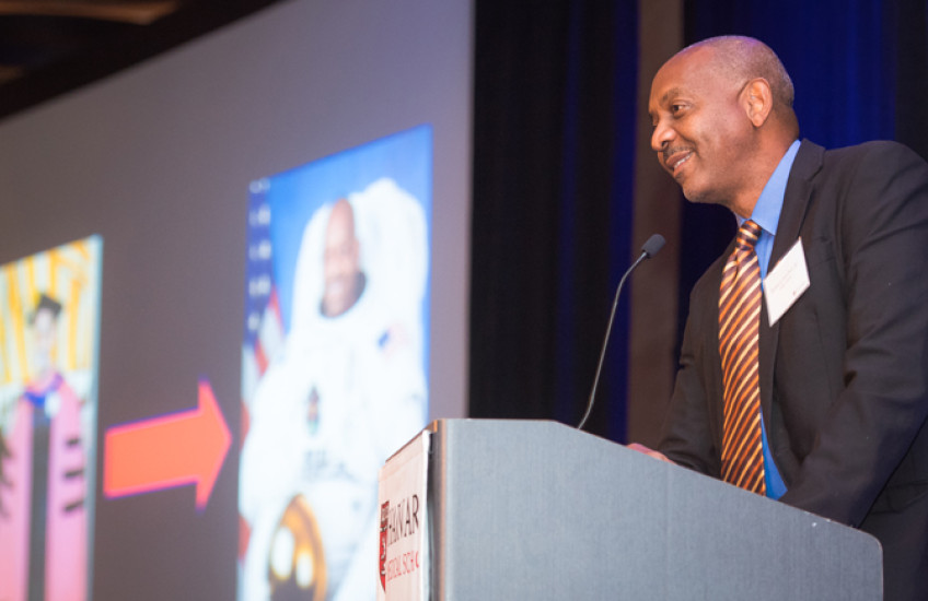 Satcher speaking at Spotlight on Med Ed