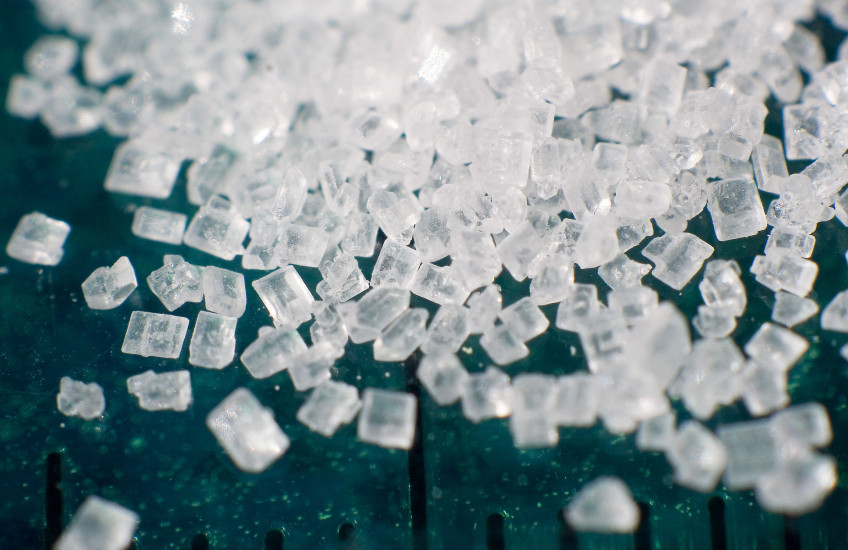 Sugar crystals magnified 