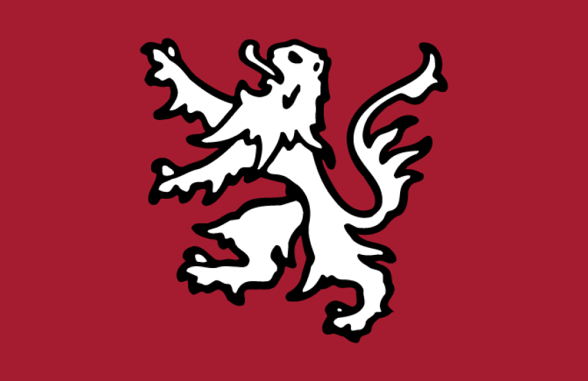 HMS logo - lion on crimson