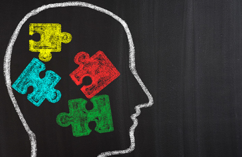 silhouette of a head with puzzle pieces