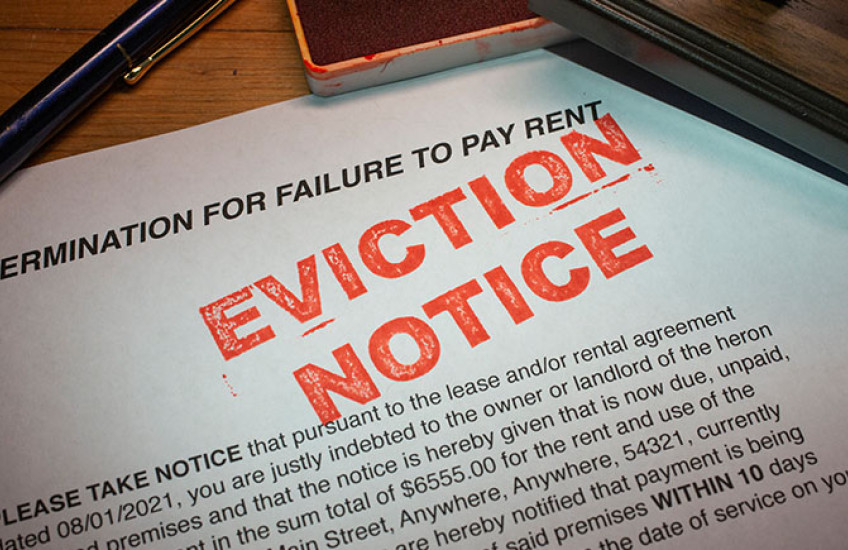 photo of an eviction notice on a desk