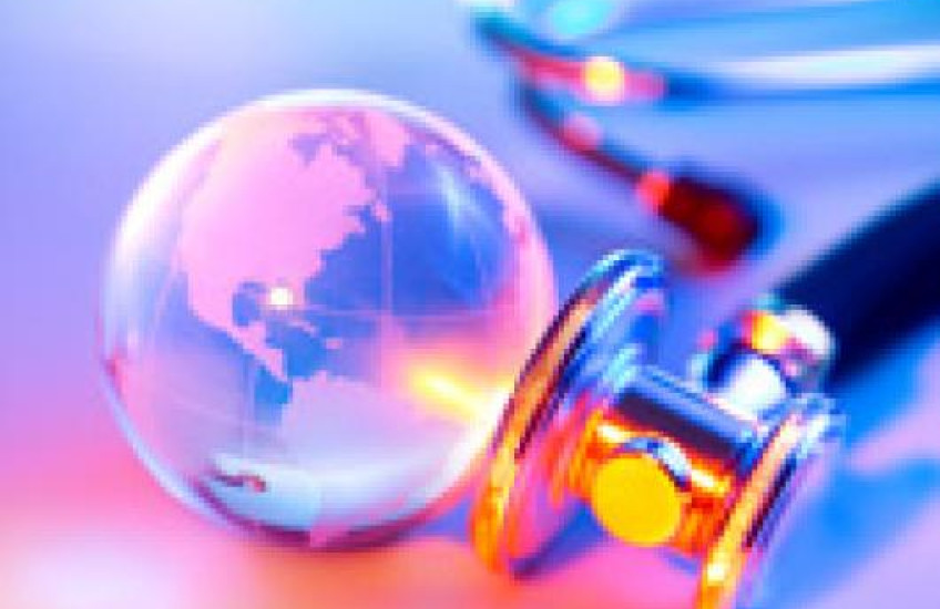 a stethoscope and a glass globe