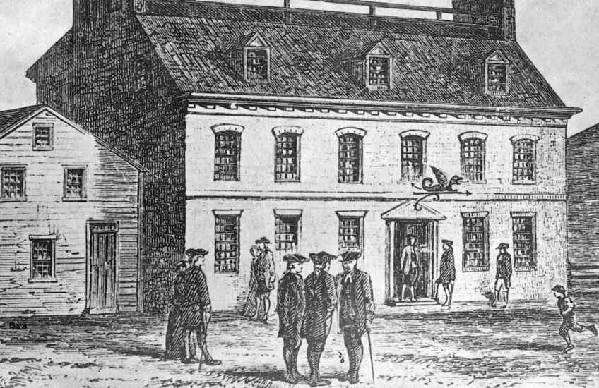 A drawing of the original Harvard Medical School 