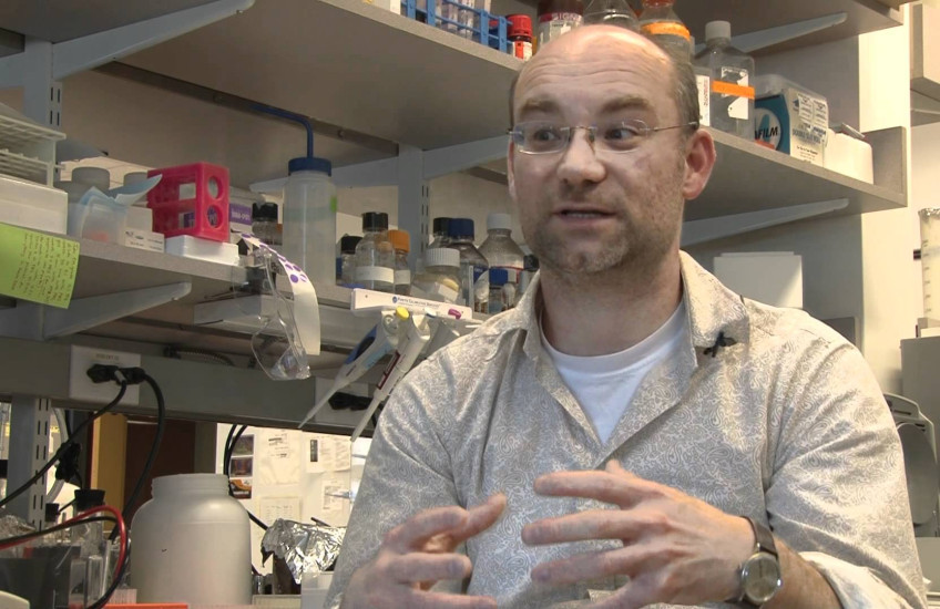 A male scientist in a lab talking