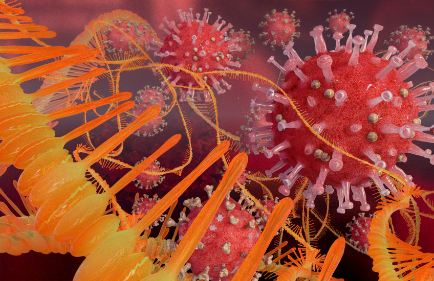 Illustration of MRNA chains contained in a modern coronavirus vaccine.
