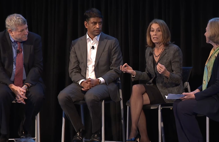 Susan Hockfield, Laurie Glimcher, Eric Lander, Vasant Narasimhan