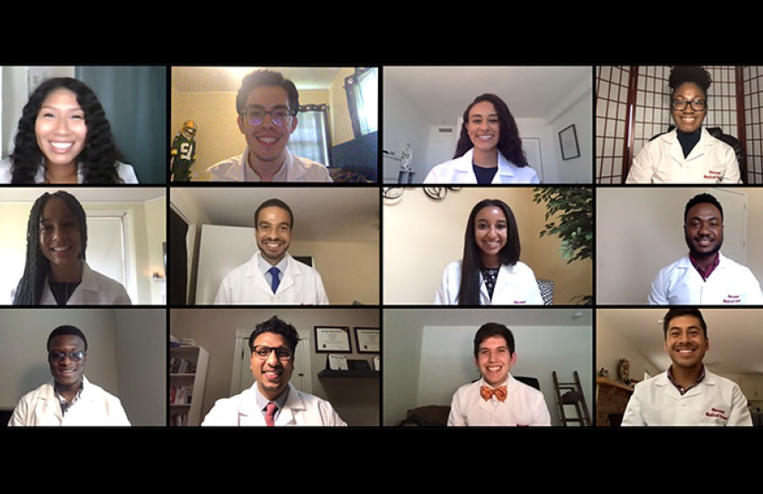 screen grab of 12 students on video call