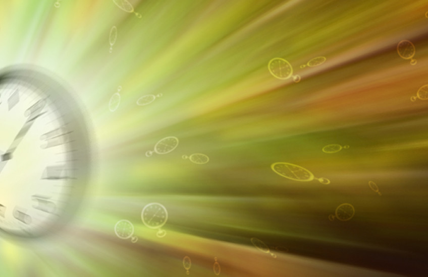 Illustration of a stopwatch with beams of light emanating from it