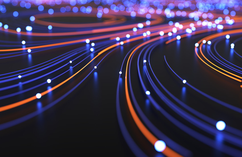 Abstract network of glowing pathways.