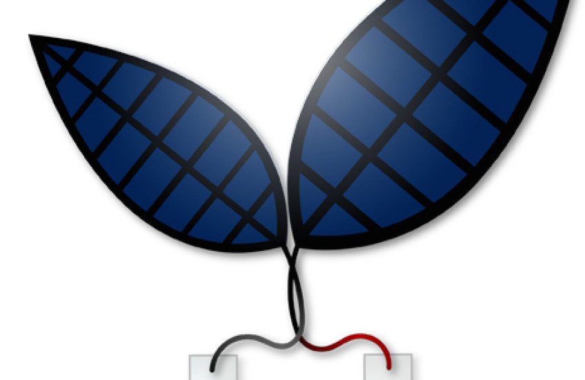 An illustration of two blue bionic leaves.