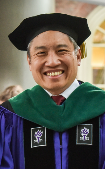 Bernard Chang, MD, Dean for Medical Education, wearing academic regalia.