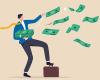 illustration of a business person tossing money away