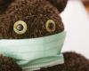 Photo of a teddy bear wearing a surgical mask