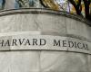Photo of lettering at entrance to Quad that says Harvard Medical School
