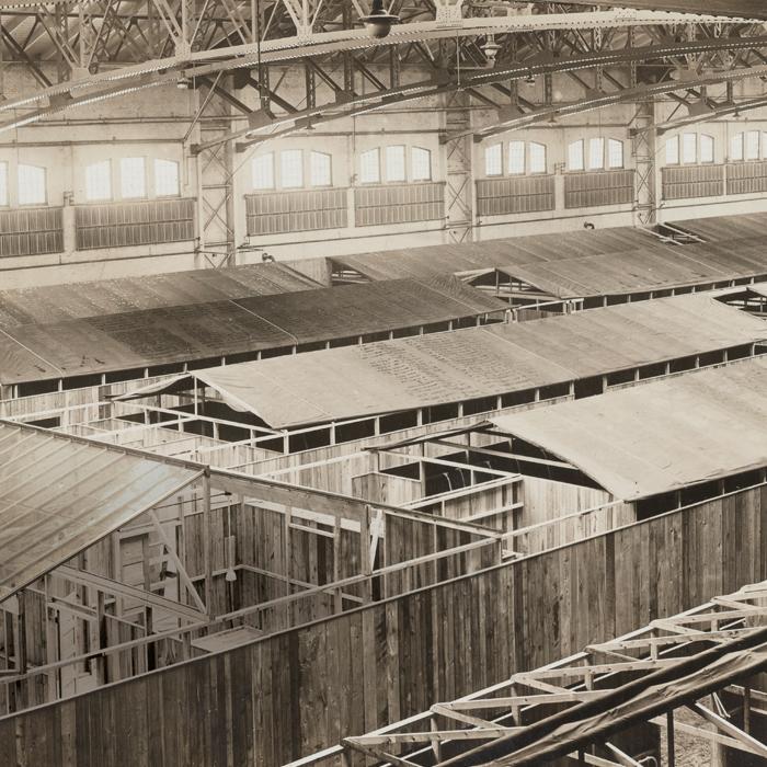 1918 photo showing Commonwealth Armory in Boston transformed into a military hospital during flu pandemic 