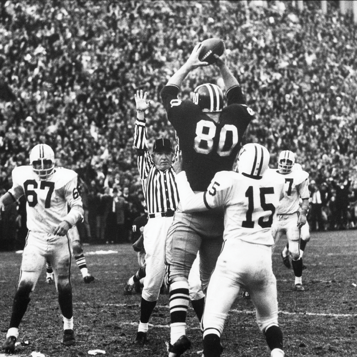 black & white photo of 1968 Harvard-Yale football game