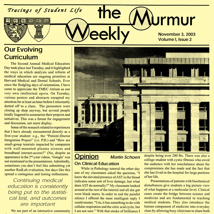 detail of front page of The Weekly Murmur